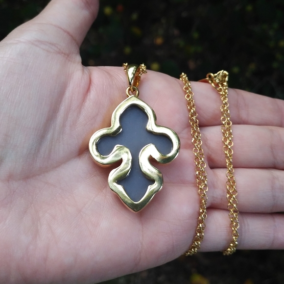 Marcia Moran Fleur De Lis⚜️ Druzy Pendant Necklace - Picture 5 of 9